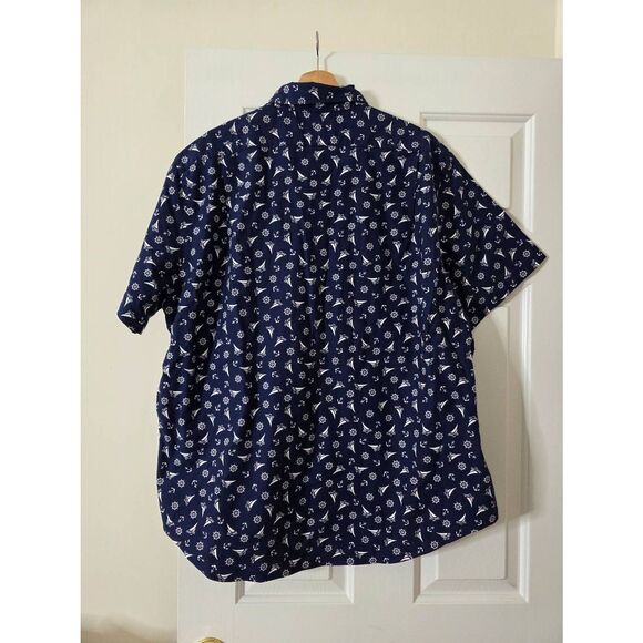 Ralph Lauren sail boat print classic fit short sleeve button up shirt size XXL N - Picture 8 of 9
